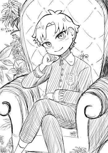 椅子に座るダミアンくん